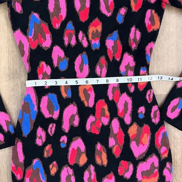 EUC Farm Rio Iridescent Leopards Sweater Dress Sz XS - Picture 4 of 11